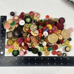 Vintage Button Lot Celluloid Plastic Figural 9.8 oz Crafts Sewing Assorted